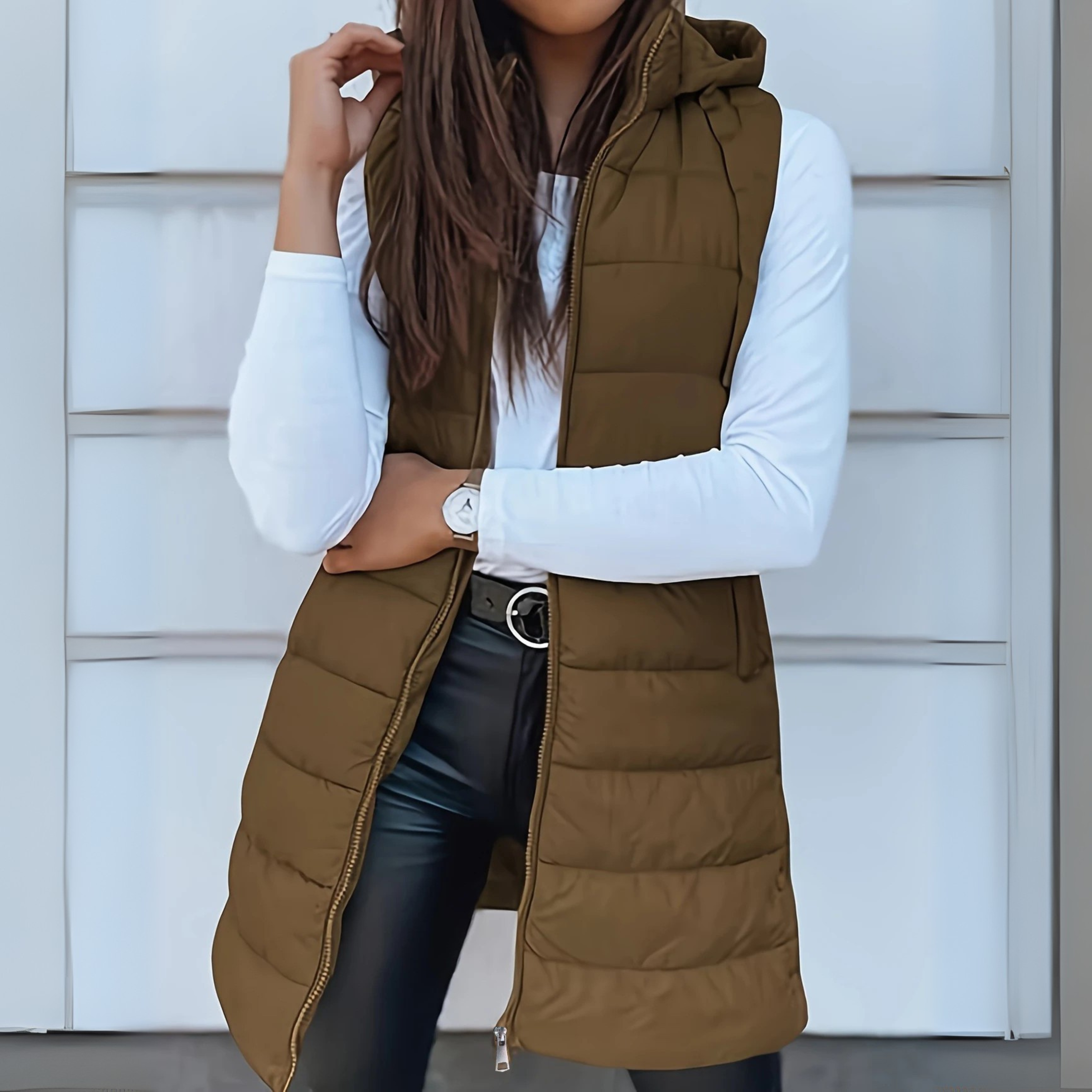 RAIN⢠- Casual Sleeveless Hood Long Puffer Vest